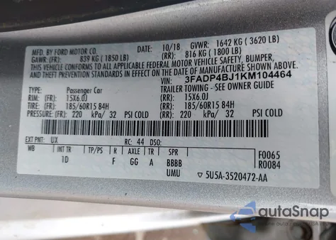 2019 Ford Fiesta Se from USA, damaged, VIN 3FADP4BJ1KM104464